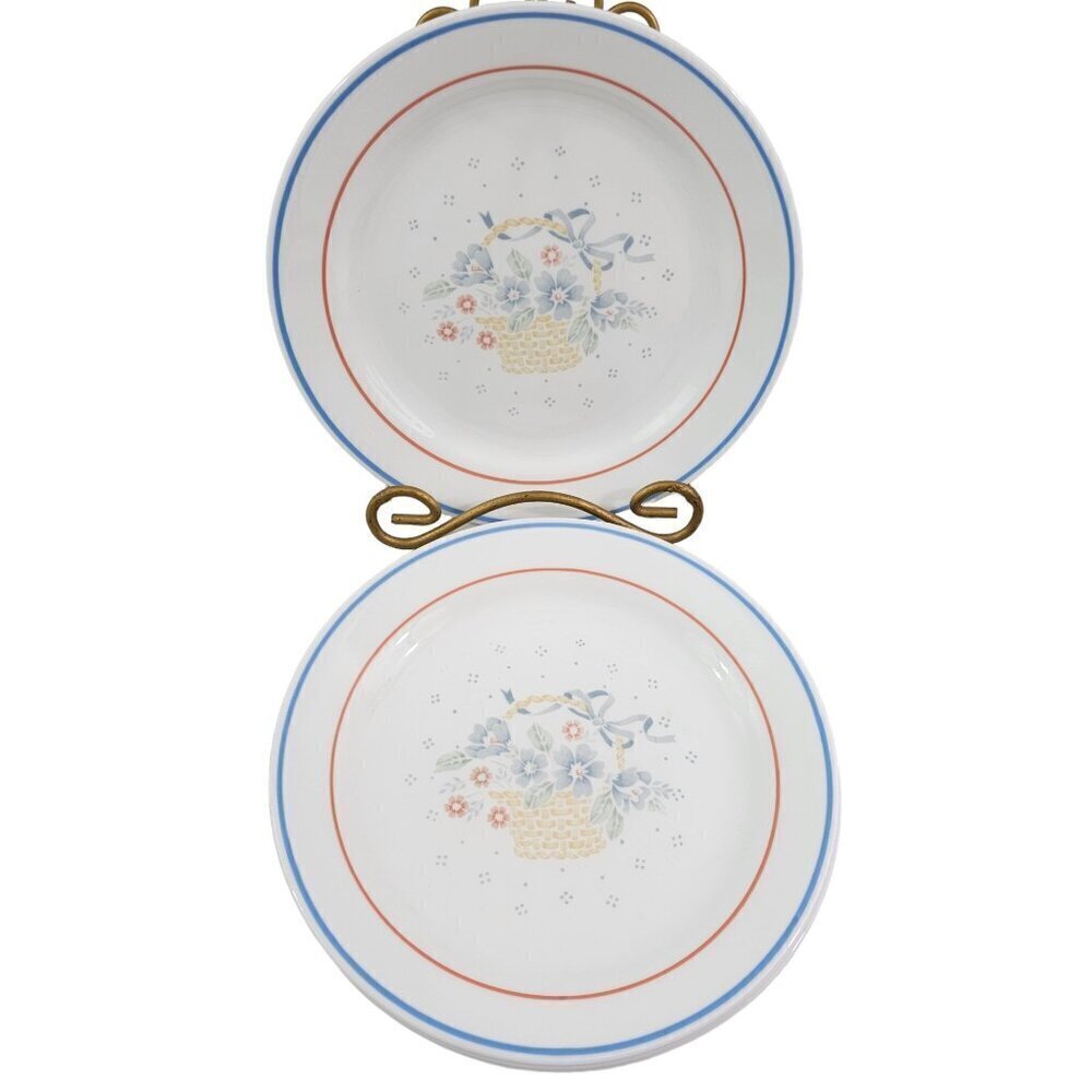 Corelle COUNTRY CORNFLOWER Blue Ribbon Basket Salad Luncheon Plates - Set of 5